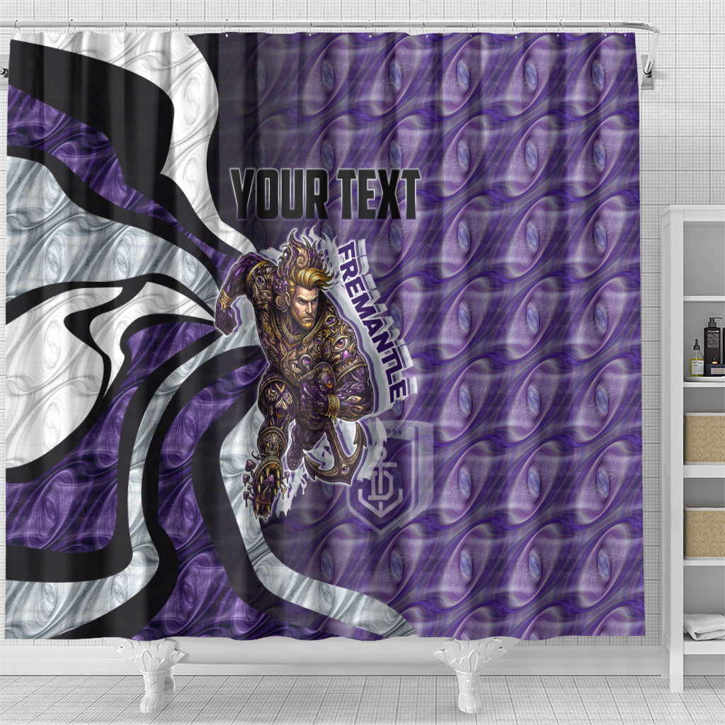 Personalised Fremantle Dockers Shower Curtain Trippy Psychedelic Abstract Art Mascot Football Fans