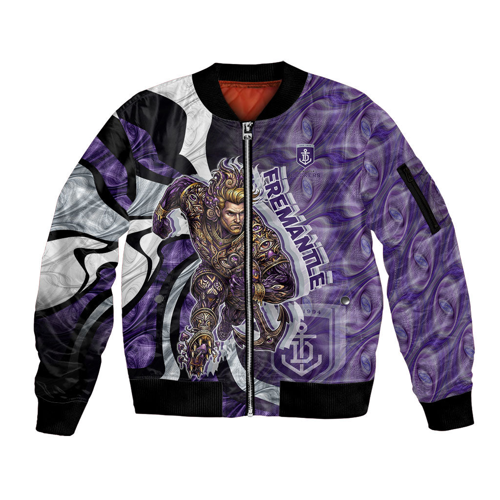 Personalised Fremantle Dockers Sleeve Zip Bomber Jacket Trippy Psychedelic Abstract Art Mascot Football Fans