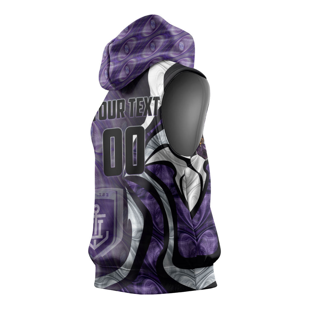 Personalised Fremantle Dockers Sleeveless Hoodie Trippy Psychedelic Abstract Art Mascot Football Fans