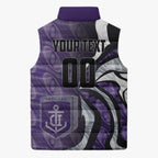 Personalised Fremantle Dockers Sleeveless Puffer Jacket Trippy Psychedelic Abstract Art Mascot Football Fans