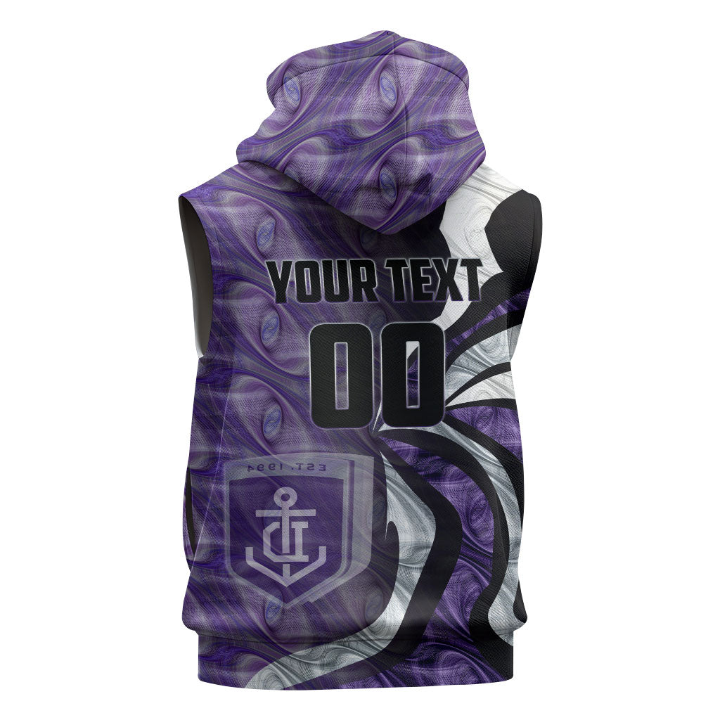Personalised Fremantle Dockers Sleeveless Zip Hoodie Trippy Psychedelic Abstract Art Mascot Football Fans
