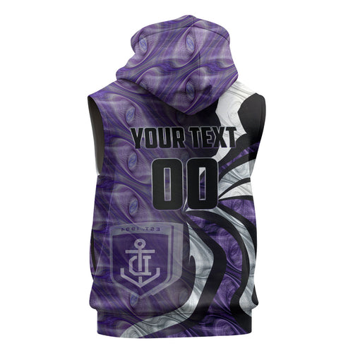 Personalised Fremantle Dockers Sleeveless Zip Hoodie Trippy Psychedelic Abstract Art Mascot Football Fans