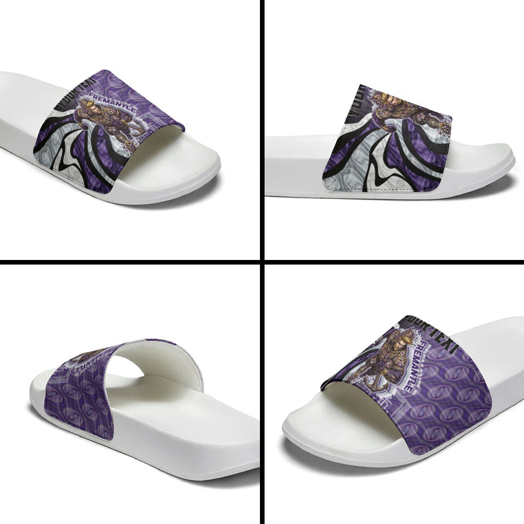Personalised Fremantle Dockers Slide Sandals Trippy Psychedelic Abstract Art Mascot Football Fans