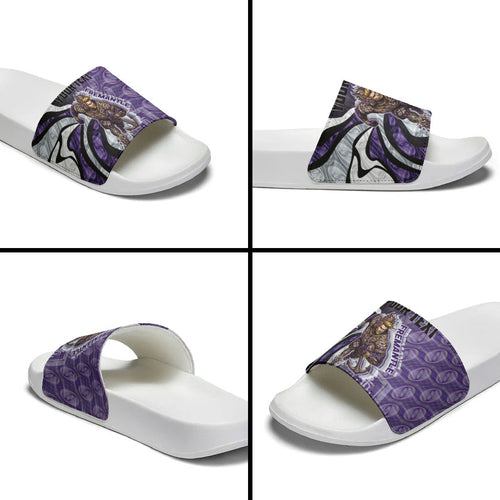 Personalised Fremantle Dockers Slide Sandals Trippy Psychedelic Abstract Art Mascot Football Fans