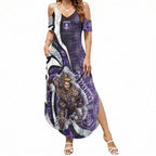 Personalised Fremantle Dockers Summer Maxi Dress Trippy Psychedelic Abstract Art Mascot Football Fans