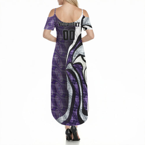 Personalised Fremantle Dockers Summer Maxi Dress Trippy Psychedelic Abstract Art Mascot Football Fans