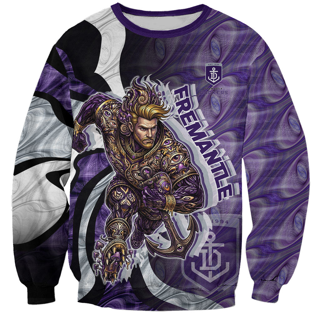 Personalised Fremantle Dockers Sweatshirt Trippy Psychedelic Abstract Art Mascot Football Fans