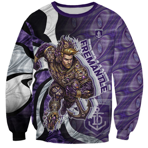 Personalised Fremantle Dockers Sweatshirt Trippy Psychedelic Abstract Art Mascot Football Fans