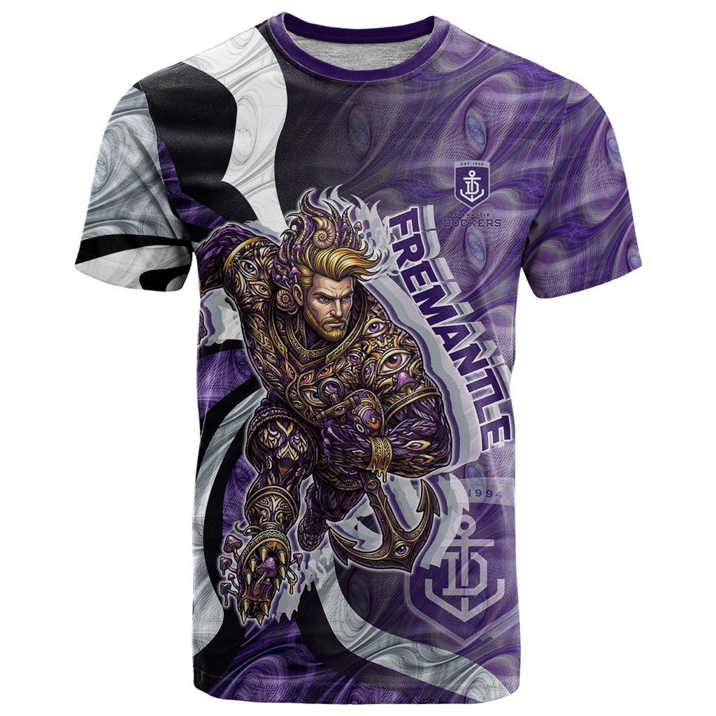 Personalised Fremantle Dockers T Shirt Trippy Psychedelic Abstract Art Mascot Football Fans