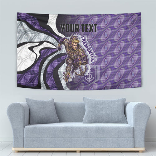 Personalised Fremantle Dockers Tapestry Trippy Psychedelic Abstract Art Mascot Football Fans