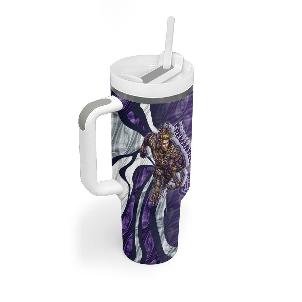 Personalised Fremantle Dockers Tumbler With Handle Trippy Psychedelic Abstract Art Mascot Football Fans