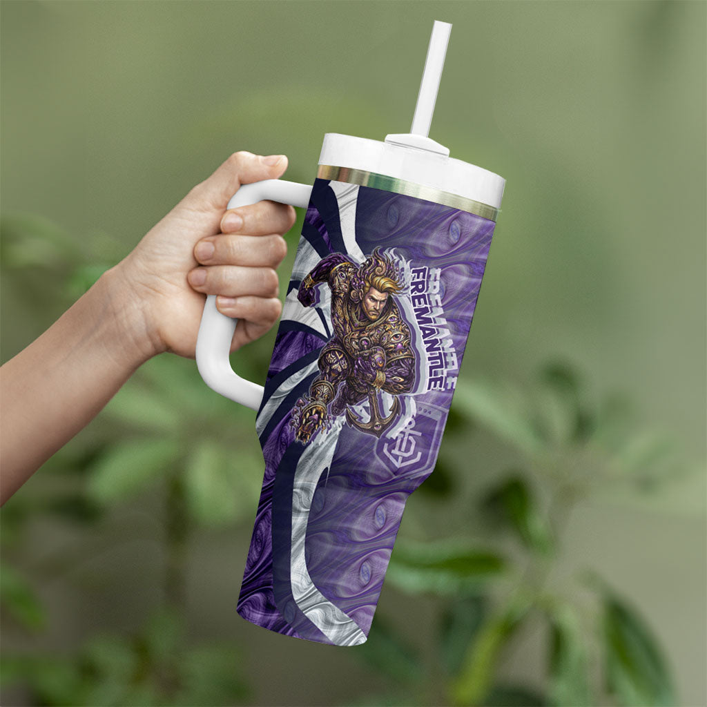 Personalised Fremantle Dockers Tumbler With Handle Trippy Psychedelic Abstract Art Mascot Football Fans