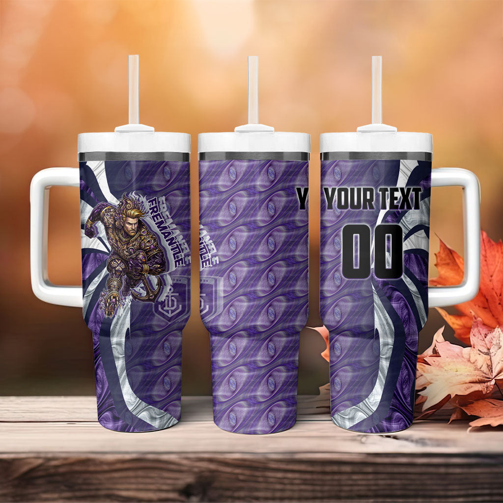 Personalised Fremantle Dockers Tumbler With Handle Trippy Psychedelic Abstract Art Mascot Football Fans