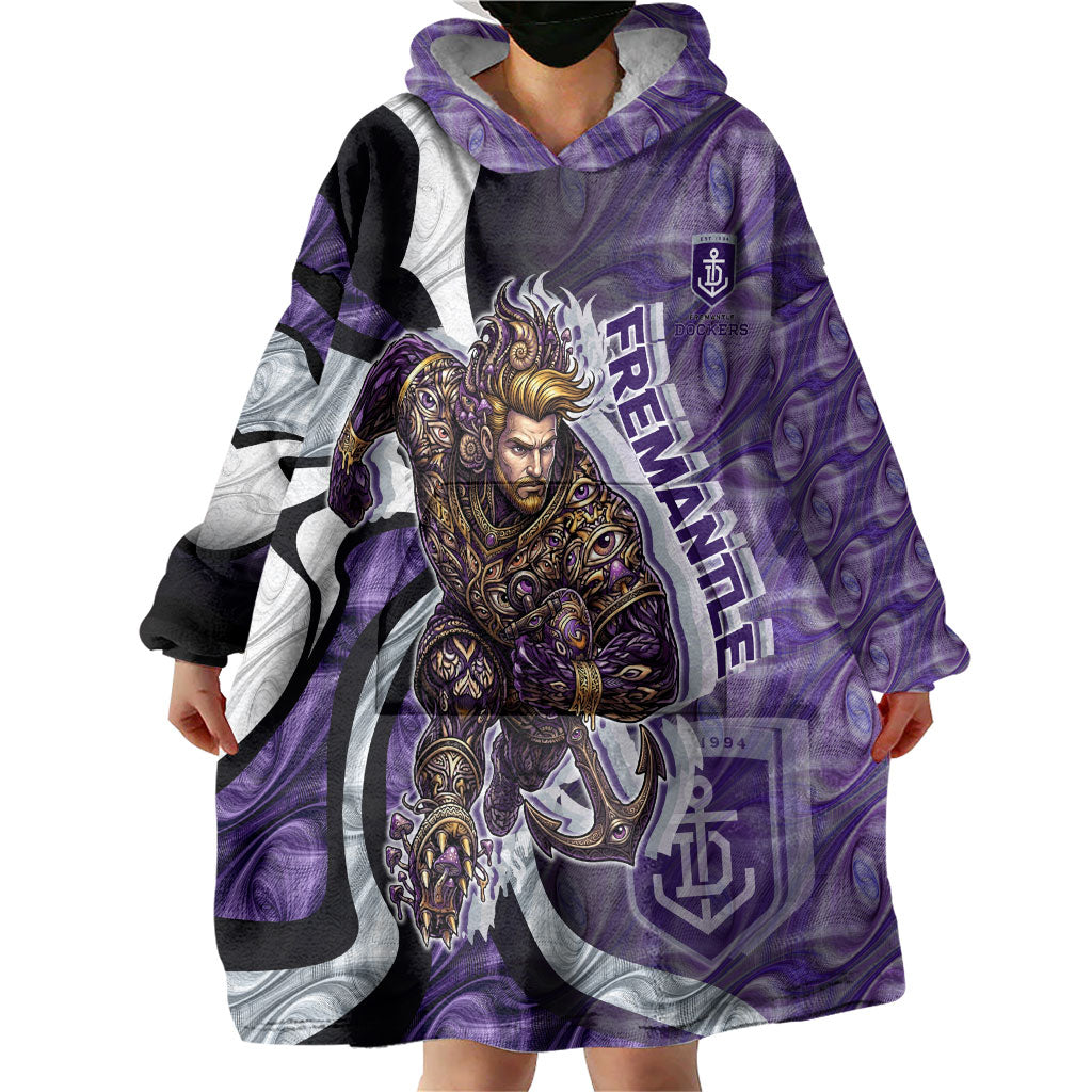 Personalised Fremantle Dockers Wearable Blanket Hoodie Trippy Psychedelic Abstract Art Mascot Football Fans