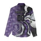 Personalised Fremantle Dockers Women Casual Shirt Trippy Psychedelic Abstract Art Mascot Football Fans