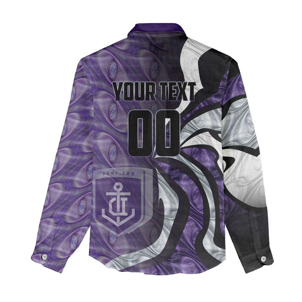 Personalised Fremantle Dockers Women Casual Shirt Trippy Psychedelic Abstract Art Mascot Football Fans