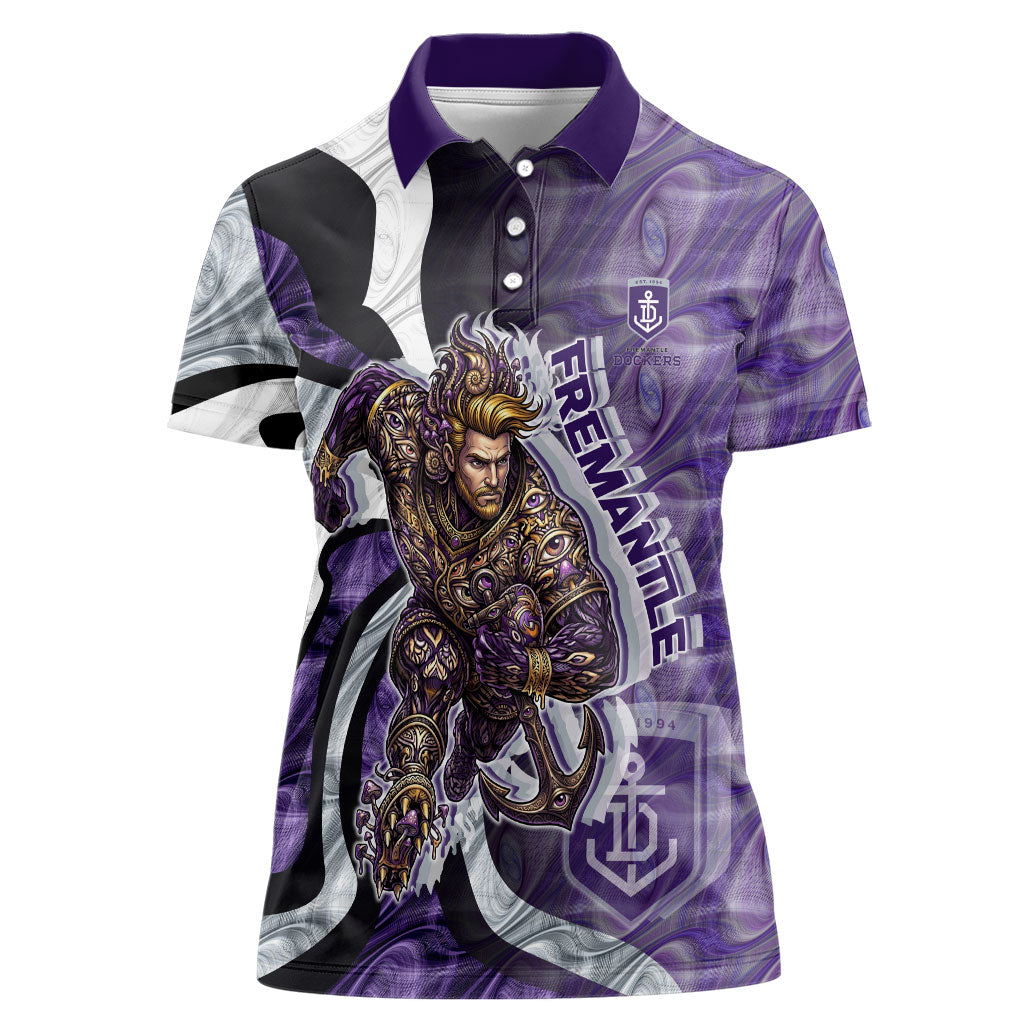 Personalised Fremantle Dockers Women Polo Shirt Trippy Psychedelic Abstract Art Mascot Football Fans
