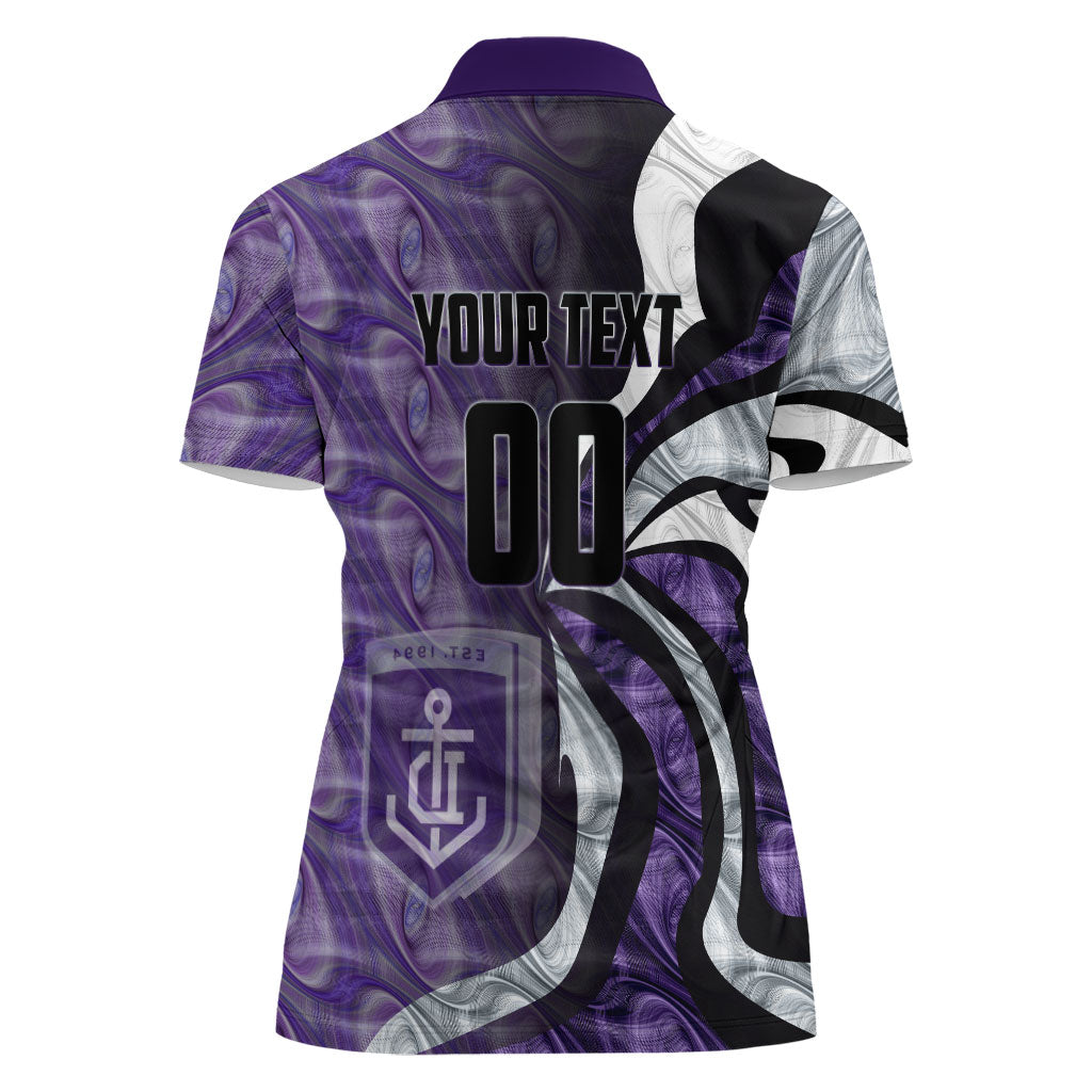 Personalised Fremantle Dockers Women Polo Shirt Trippy Psychedelic Abstract Art Mascot Football Fans