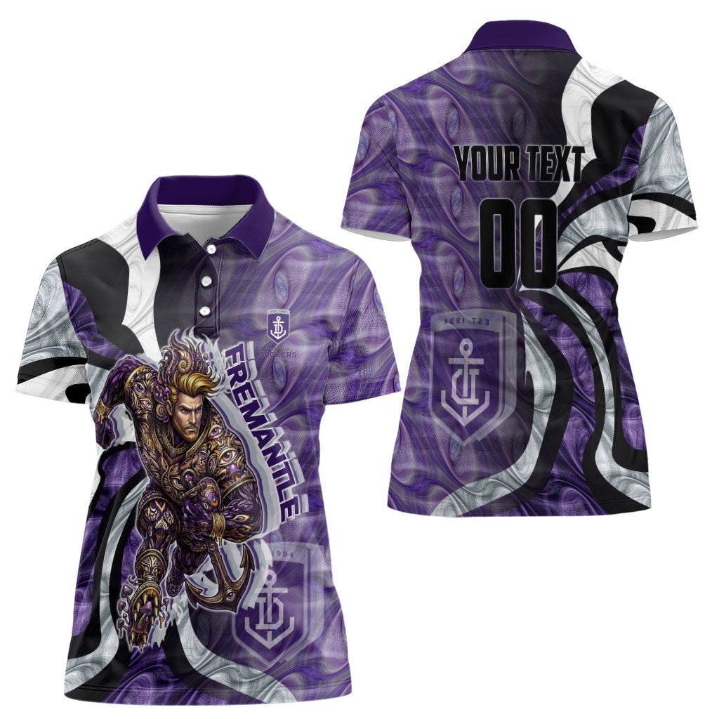 Personalised Fremantle Dockers Women Polo Shirt Trippy Psychedelic Abstract Art Mascot Football Fans