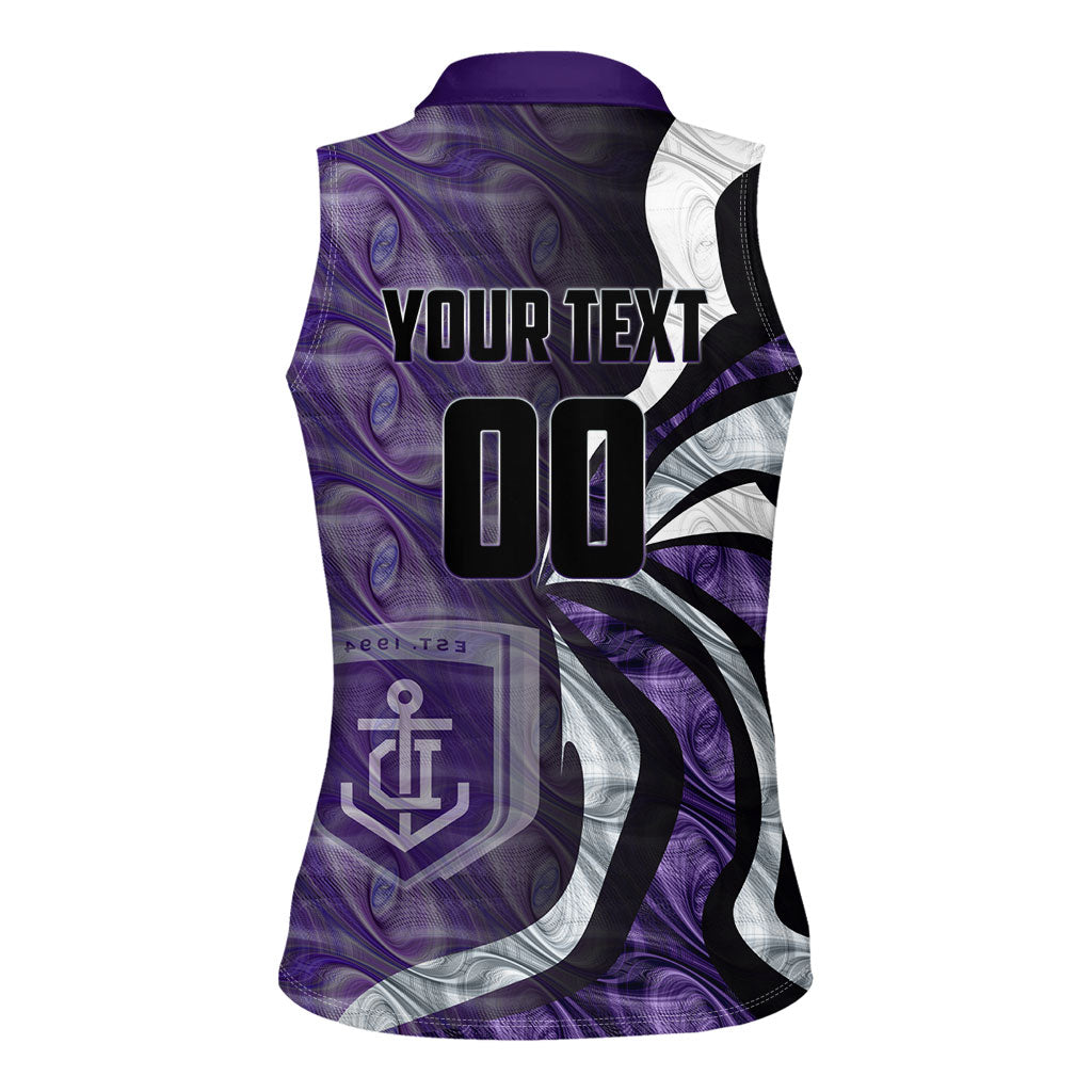 Personalised Fremantle Dockers Women Sleeveless Polo Shirt Trippy Psychedelic Abstract Art Mascot Football Fans