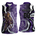 Personalised Fremantle Dockers Women Sleeveless Polo Shirt Trippy Psychedelic Abstract Art Mascot Football Fans