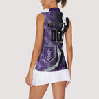 Personalised Fremantle Dockers Women Sleeveless Polo Shirt Trippy Psychedelic Abstract Art Mascot Football Fans