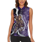 Personalised Fremantle Dockers Women Sleeveless Polo Shirt Trippy Psychedelic Abstract Art Mascot Football Fans