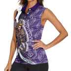 Personalised Fremantle Dockers Women Sleeveless Polo Shirt Trippy Psychedelic Abstract Art Mascot Football Fans
