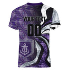 Personalised Fremantle Dockers Women V-Neck T-Shirt Trippy Psychedelic Abstract Art Mascot Football Fans