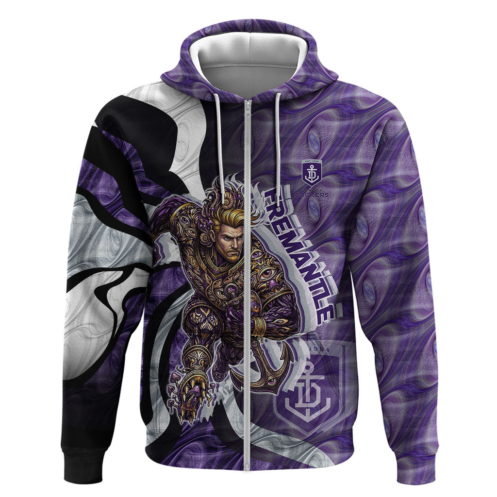 Personalised Fremantle Dockers Zip Hoodie Trippy Psychedelic Abstract Art Mascot Football Fans