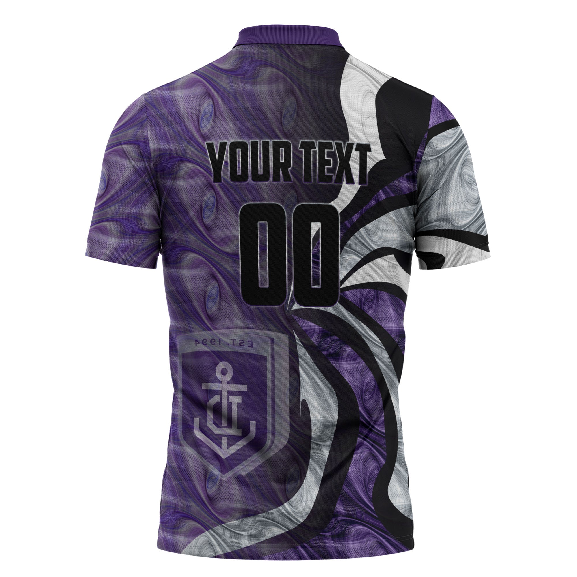 Personalised Fremantle Dockers Zipper Polo Shirt Trippy Psychedelic Abstract Art Mascot Football Fans