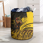 Personalised Hawthorn Hawks Football Laundry Basket Australian City Skyline Graphic Fierce Mascot Art
