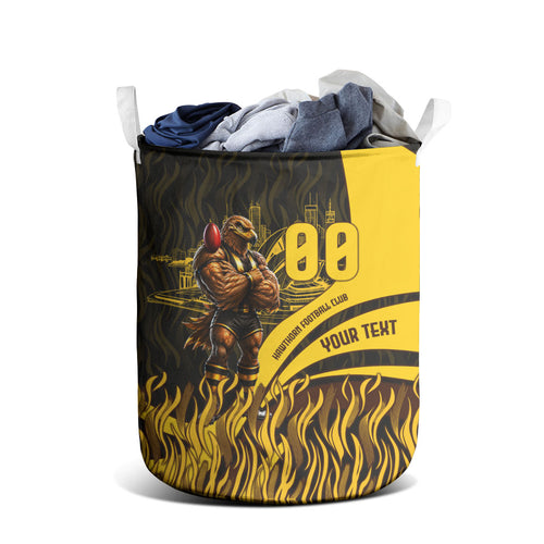 Personalised Hawthorn Hawks Football Laundry Basket Australian City Skyline Graphic Fierce Mascot Art