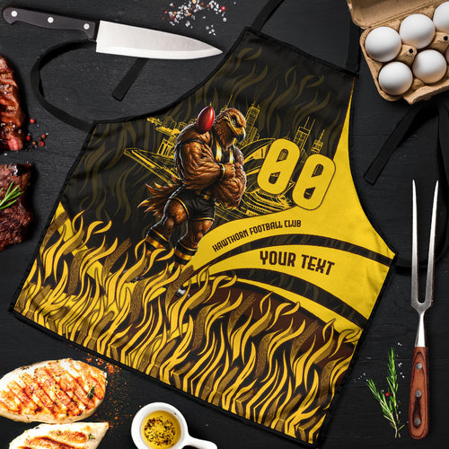 Personalised Hawthorn Hawks Football Apron Australian City Skyline Graphic Fierce Mascot Art