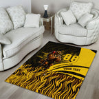 Personalised Hawthorn Hawks Football Area Rug Australian City Skyline Graphic Fierce Mascot Art