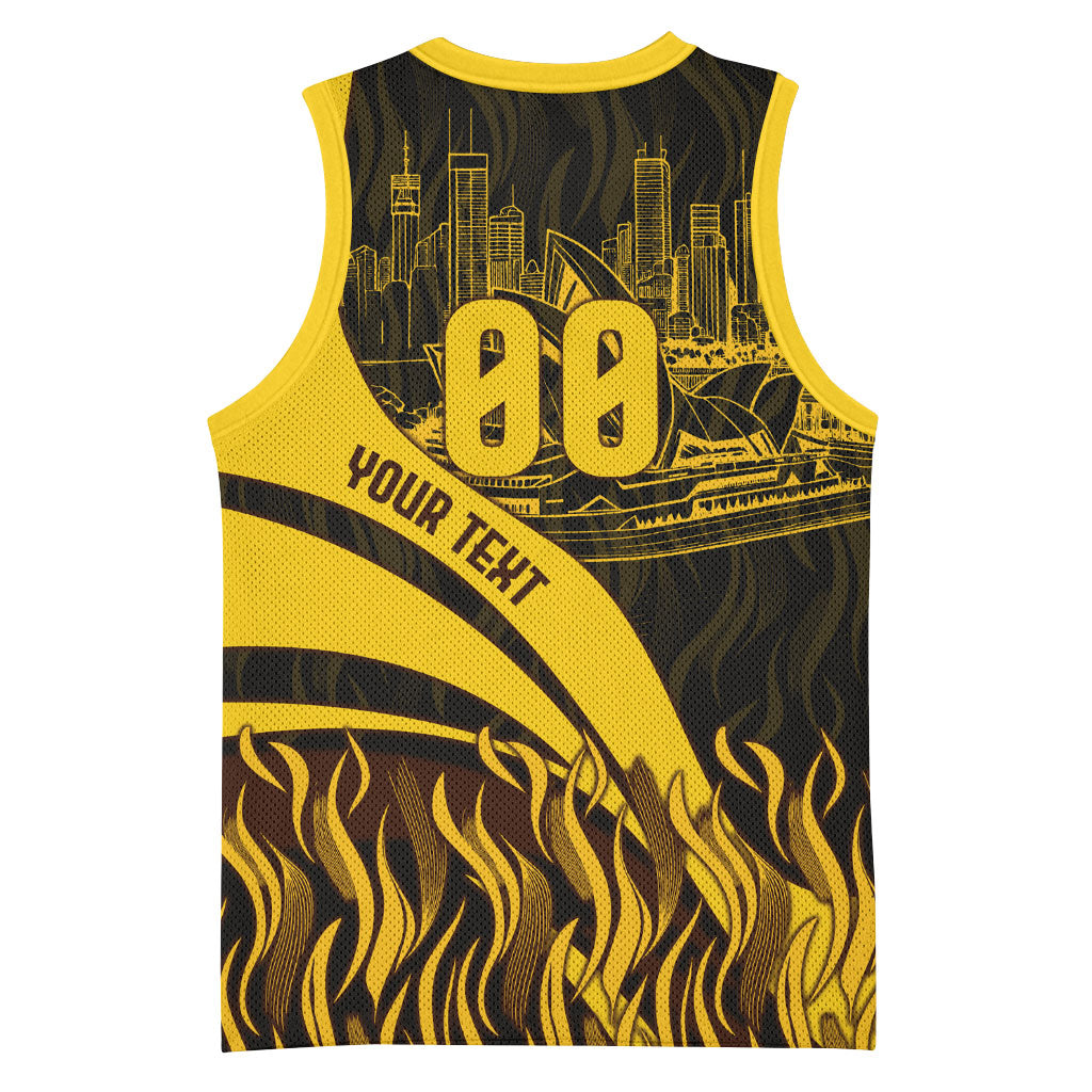 Personalised Hawthorn Hawks Football Basketball Jersey Australian City Skyline Graphic Fierce Mascot Art