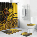 Personalised Hawthorn Hawks Football Bathroom Set Australian City Skyline Graphic Fierce Mascot Art