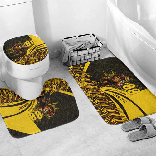 Personalised Hawthorn Hawks Football Bathroom Set Australian City Skyline Graphic Fierce Mascot Art