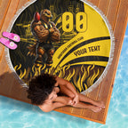 Personalised Hawthorn Hawks Football Beach Blanket Australian City Skyline Graphic Fierce Mascot Art