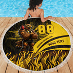Personalised Hawthorn Hawks Football Beach Blanket Australian City Skyline Graphic Fierce Mascot Art