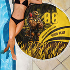 Personalised Hawthorn Hawks Football Beach Blanket Australian City Skyline Graphic Fierce Mascot Art