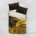 Personalised Hawthorn Hawks Football Bedding Set Australian City Skyline Graphic Fierce Mascot Art