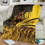 Personalised Hawthorn Hawks Football Blanket Australian City Skyline Graphic Fierce Mascot Art