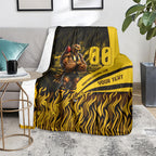 Personalised Hawthorn Hawks Football Blanket Australian City Skyline Graphic Fierce Mascot Art