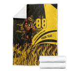 Personalised Hawthorn Hawks Football Blanket Australian City Skyline Graphic Fierce Mascot Art