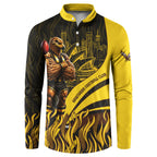Personalised Hawthorn Hawks Football Button Sweatshirt Australian City Skyline Graphic Fierce Mascot Art