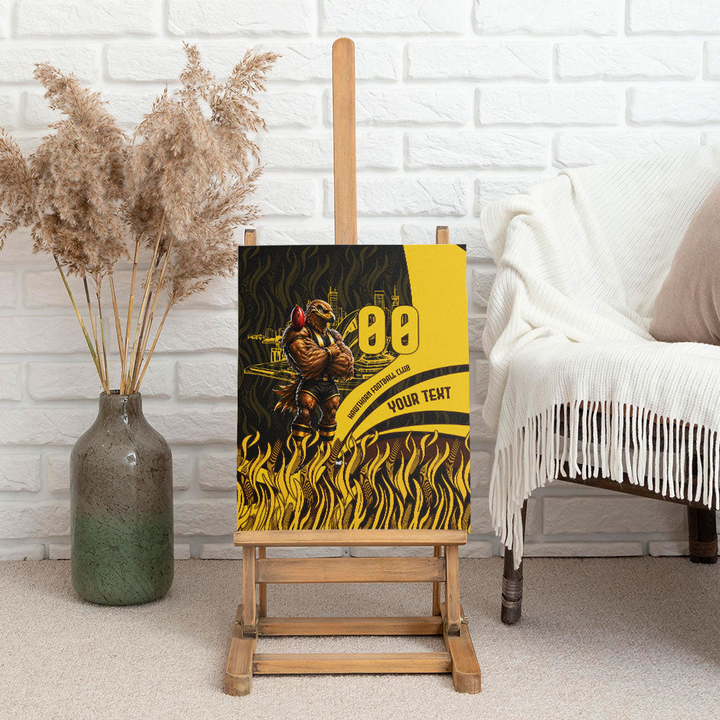 Personalised Hawthorn Hawks Football Canvas Wall Art Australian City Skyline Graphic Fierce Mascot Art