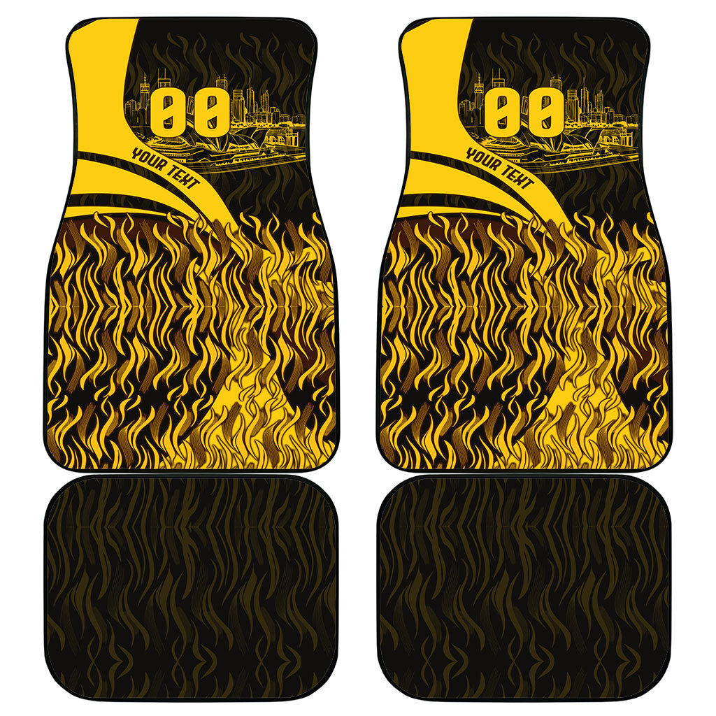 Personalised Hawthorn Hawks Football Car Mats Australian City Skyline Graphic Fierce Mascot Art