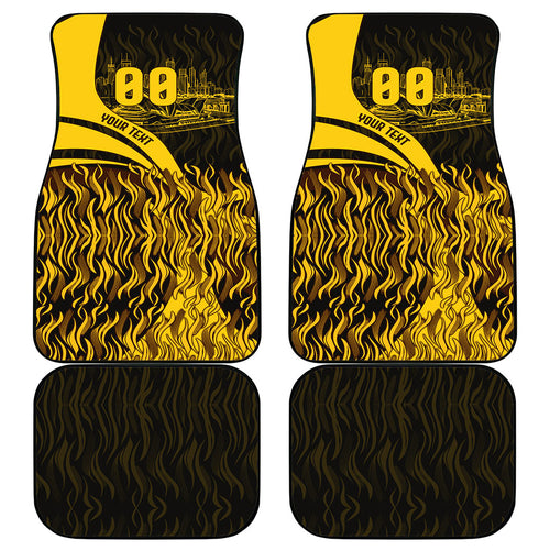Personalised Hawthorn Hawks Football Car Mats Australian City Skyline Graphic Fierce Mascot Art