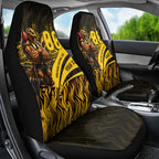 Personalised Hawthorn Hawks Football Car Seat Cover Australian City Skyline Graphic Fierce Mascot Art